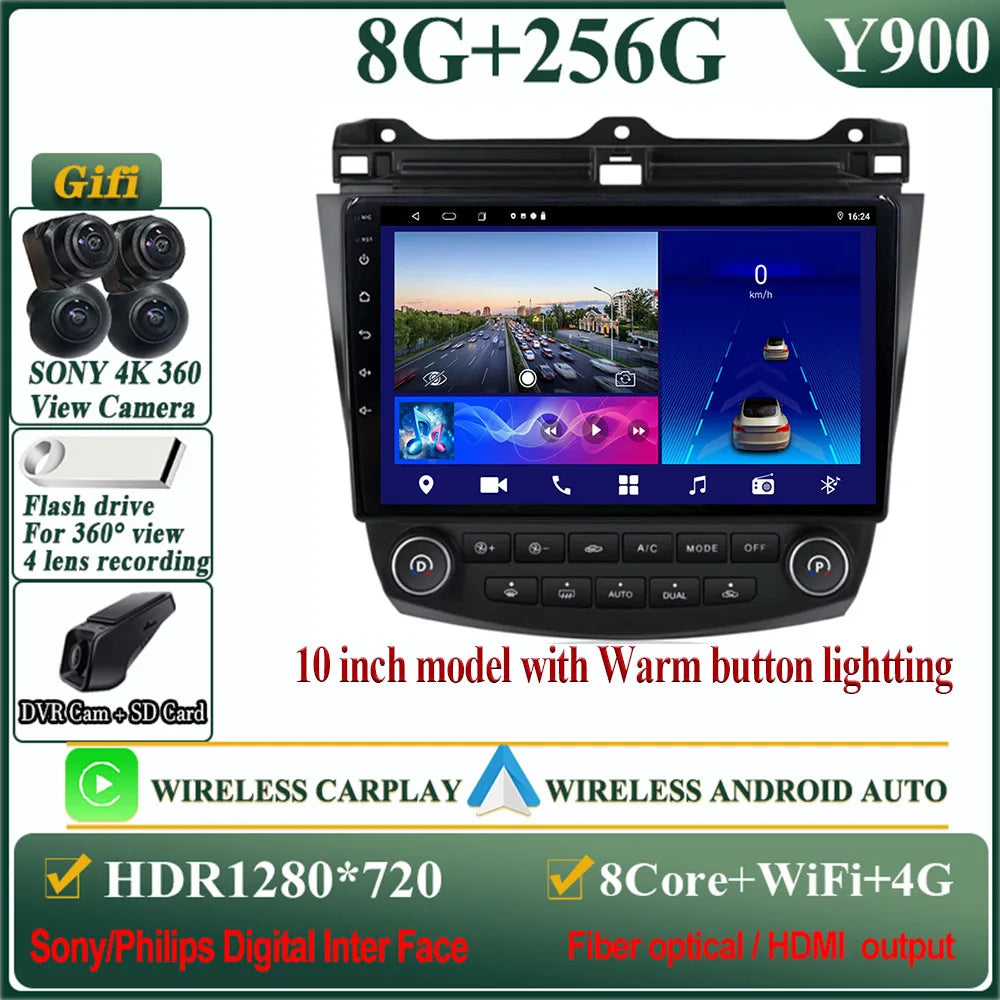 Android 14 Head Unit For Honda Accord 7 2003-2007 Multimedia Player GPS Navigation Stereo Head Unit No 2din DVD QLED Screen 5G