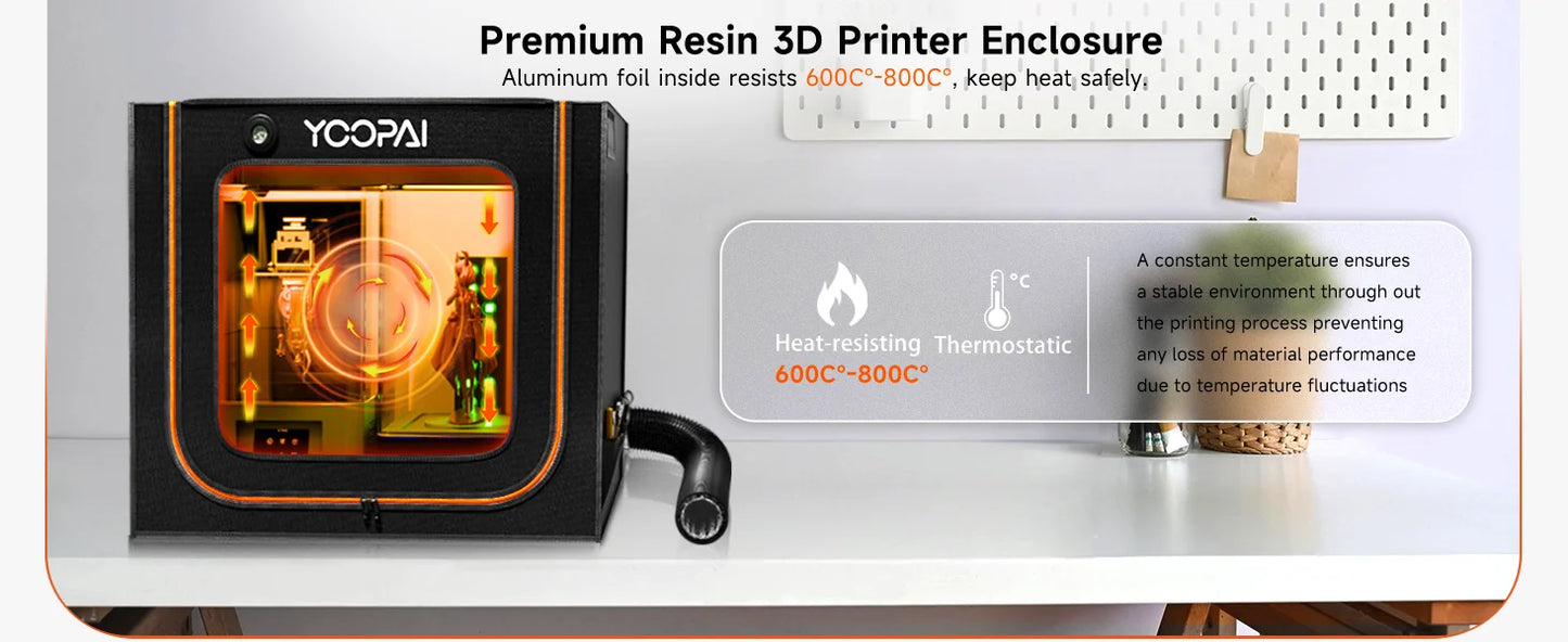 YOOPAI 3D Printer Enclosure 3D Printer Resin Enclosure UV For Creality and all 3D Printer Large size Ventilation Kit LED Light