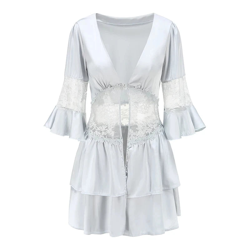 Black Satin Kimono Bridal Robe Lace Lingerie Women Sleepwear Pajamas Pure Ice Silk Wedding Morning Bathrobe Bridesmaid Robes