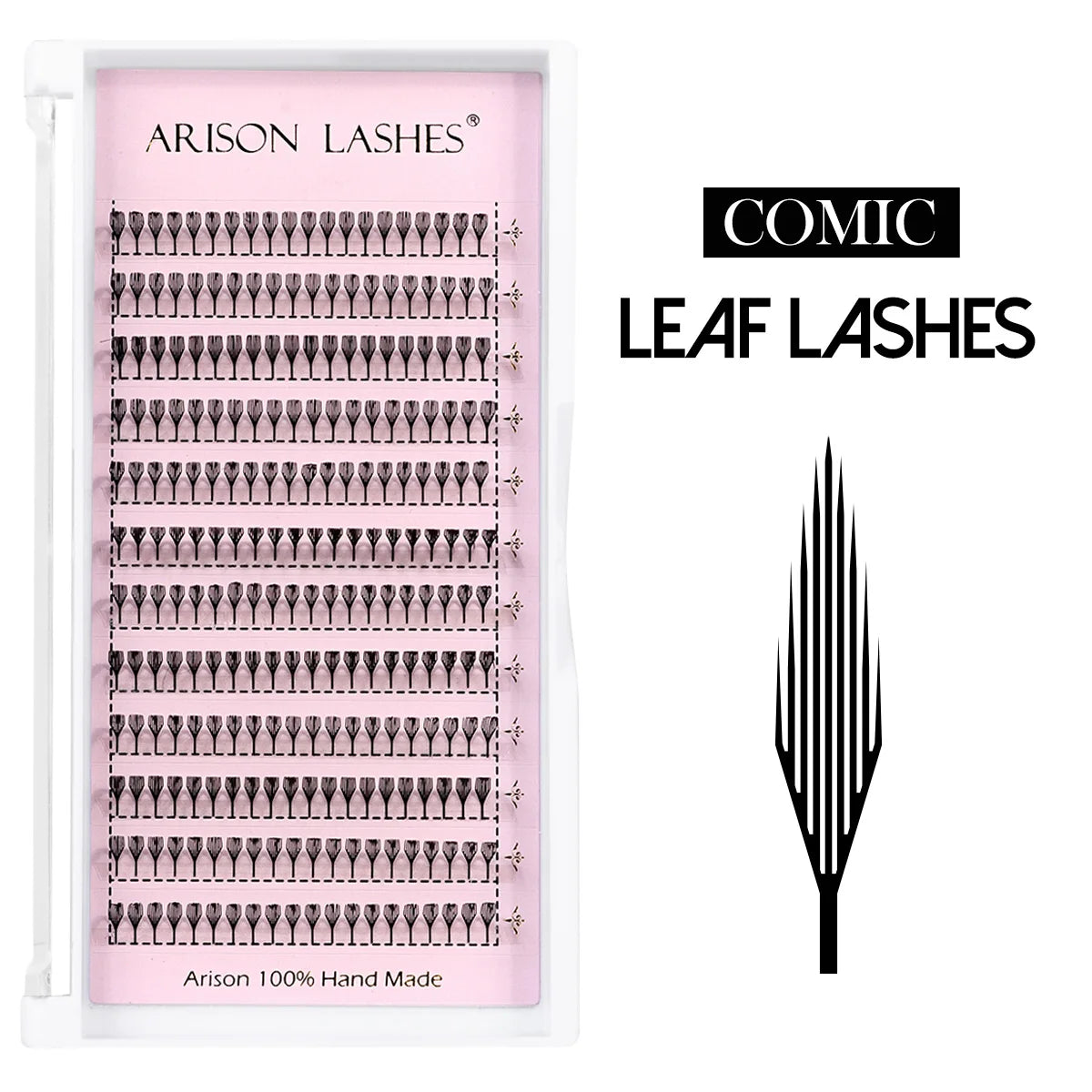 ARISON Comic Leaf Lashes Plume Spire Premade Fan Eyelash Extensions Automatic Flowering Individual Volume False Lashes
