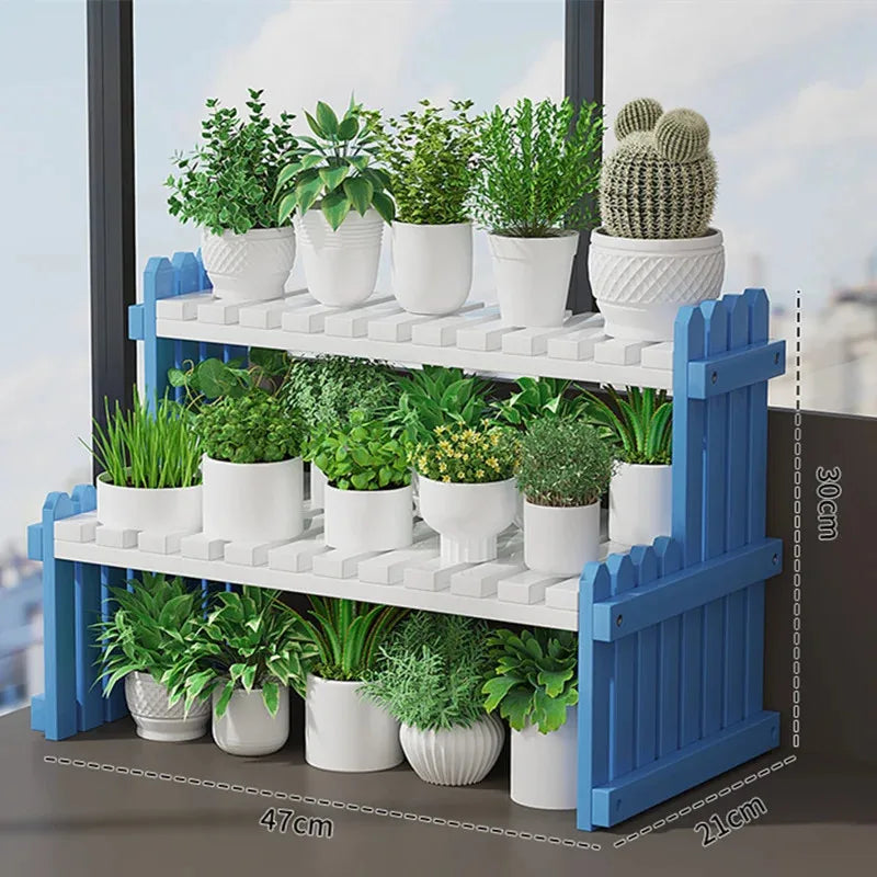 2Tier Simple Modern Decorative Natural Bamboo Flower Pot Plant Display Stand Shelf,Books Kitchen Household Supplies Storage Rack