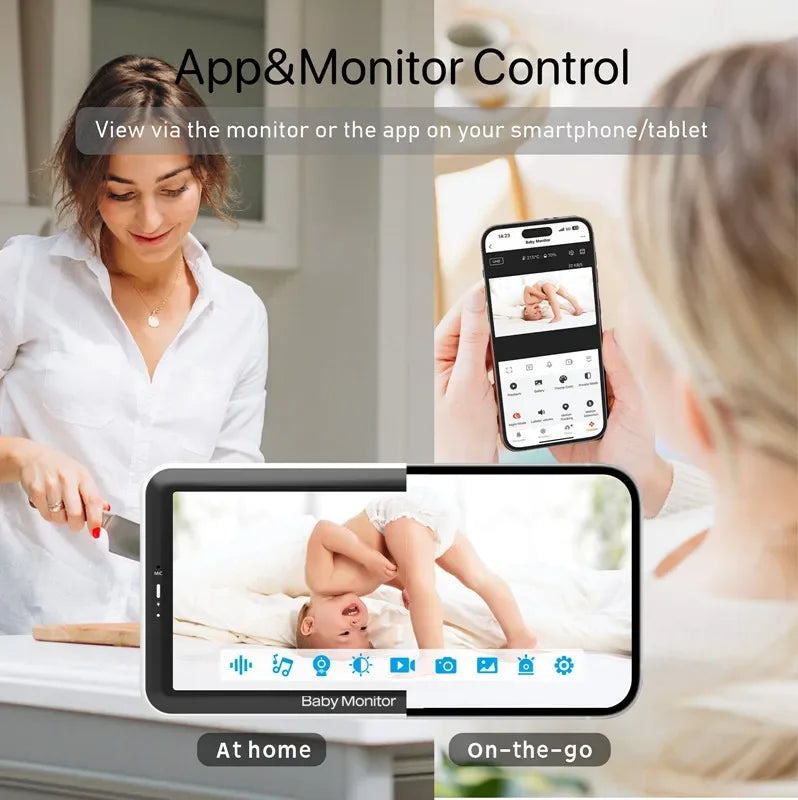 Tuya Smart Wireless Video Baby Monitors 5" 1080P Display Temperature Detection APP View Control Baby Nanny 2-Way Audio Baby Cam