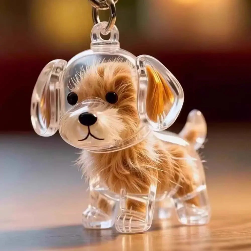 Cartoon Dog Shape Dog Hair Storage Box Transparent Hair Grooming Pet Hair Keychain DIY Handmade Keyring Puppy Pendants Backpack
