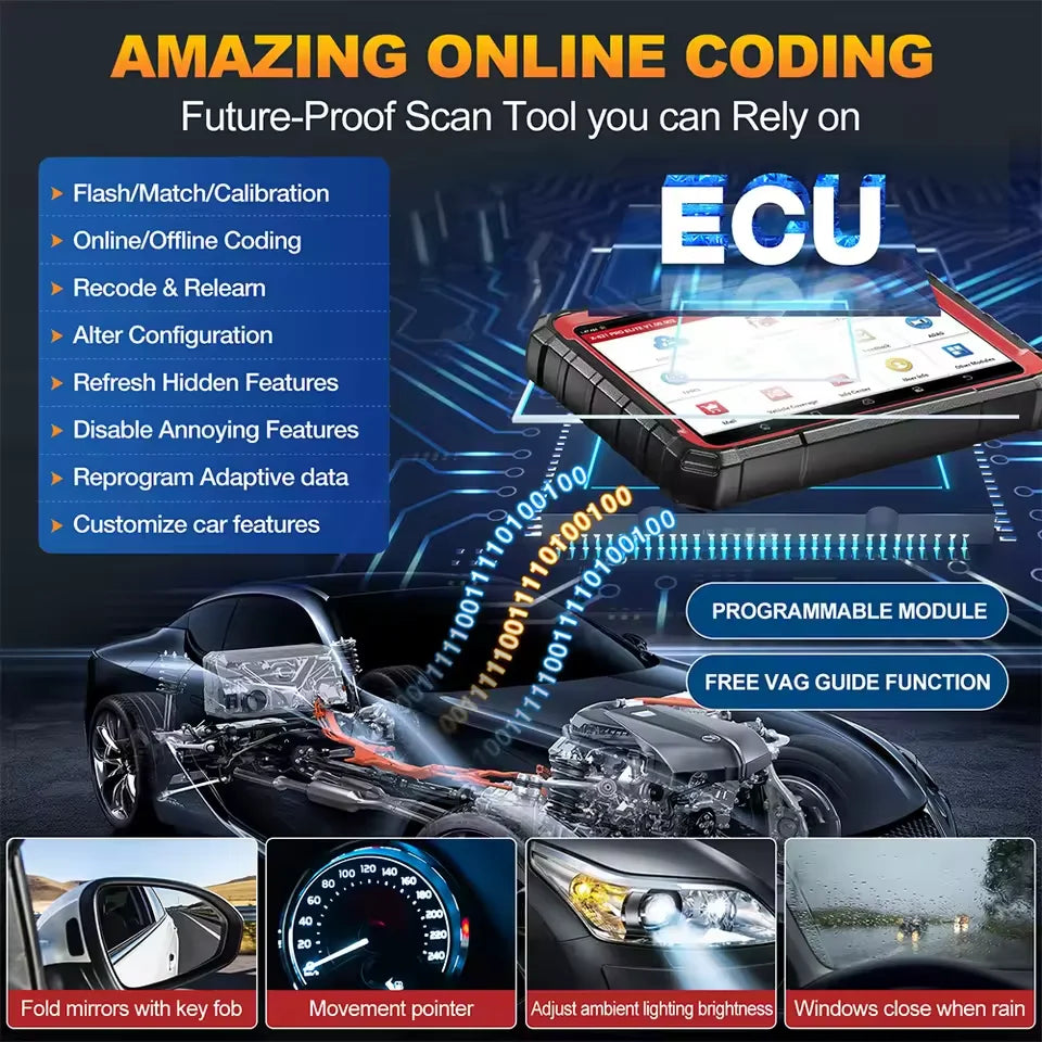 2025 LAUNCH X431 PRO ELITE 8 inches ECU Coding Active Test CAN FD DOIP all system Car diagnostic tools 31 Resets OBD Scanner