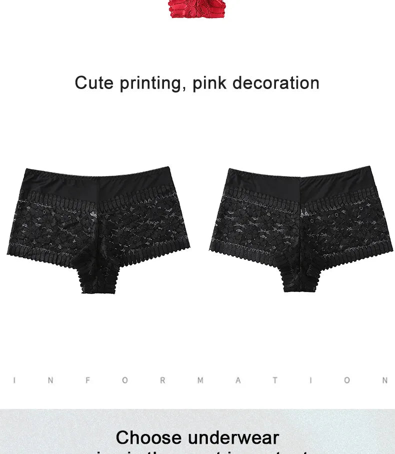 3PCS Women Lingerie Panties Sexy Lace Cheeky Plus Size High-waist Panties Female Briefs Ladies Seamless Breathable Underwear