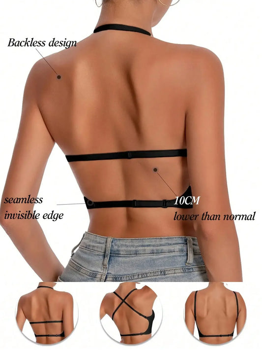 Women's Seamless Backless bra backless strapless underwear Summer bra Sexy Bra,Three types of straps,adjustable shoulder straps