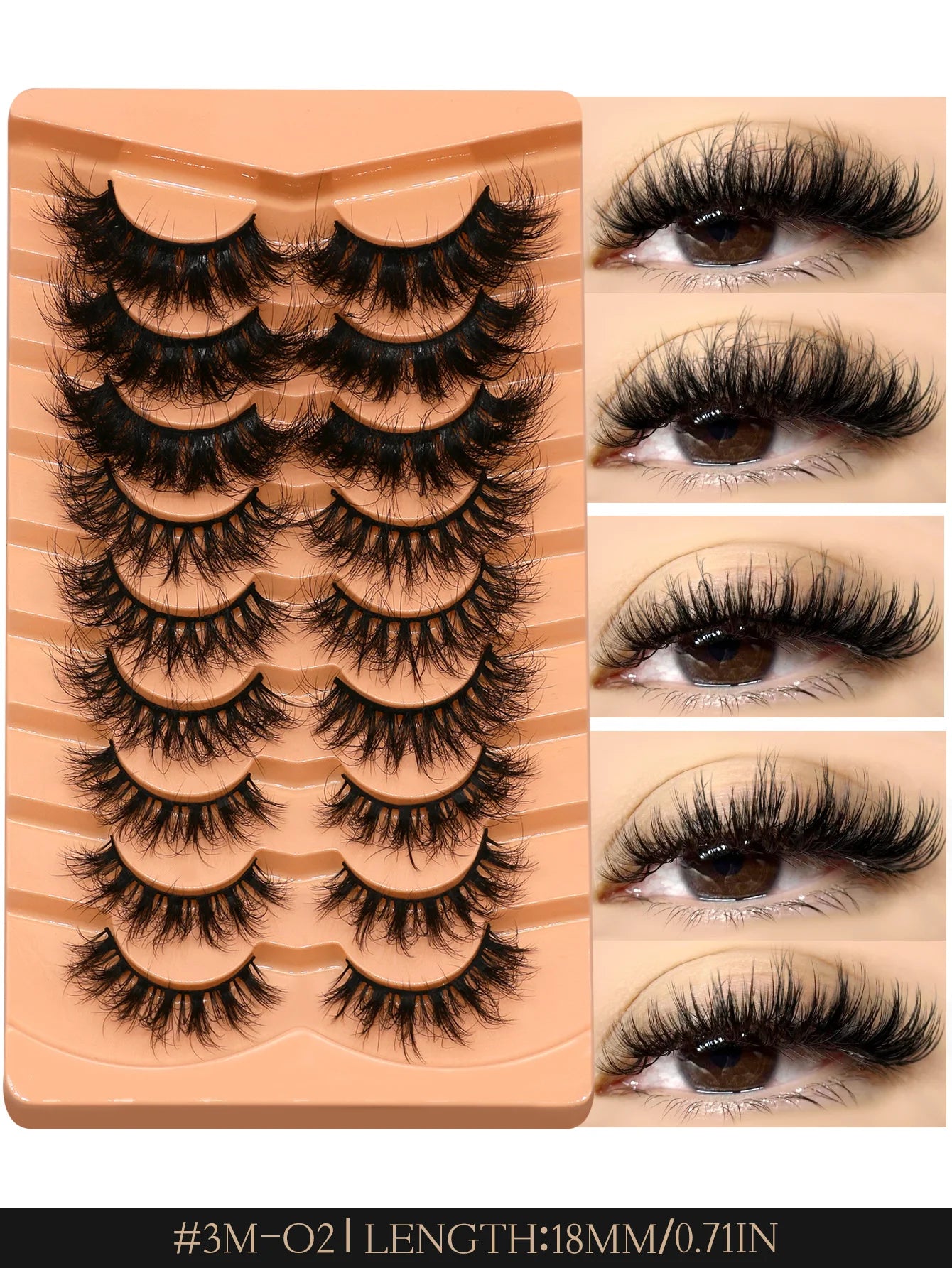 GROINNEYA Cat Eyelashes Fluffy 3D Mink Eyelashes Natural Look False Lashes for Daily Party Wedding Lightweigh Reusable Makeup
