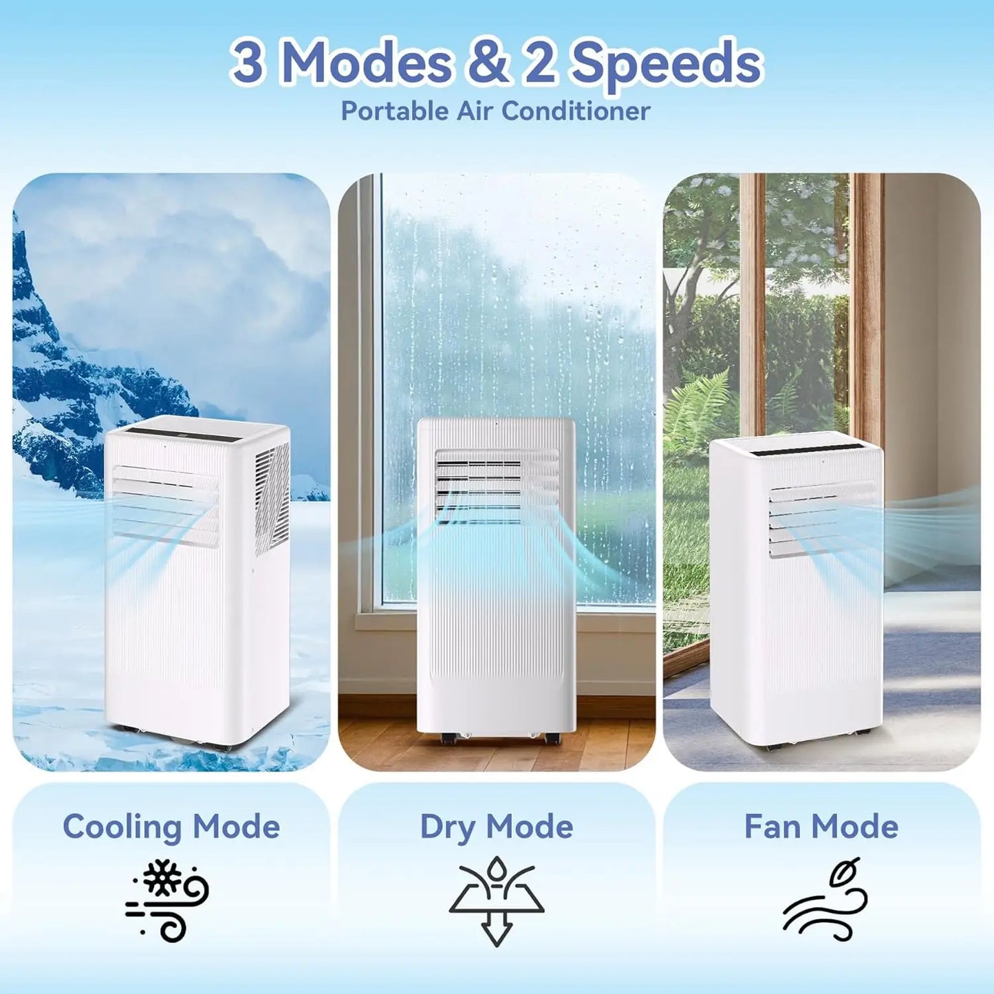 Portable Air Conditioner, 10000 BTU Standing Cooling Remote AC Unit Sets with Dehumidifier Fan Functions, Cools Up to 560 Sq. Ft