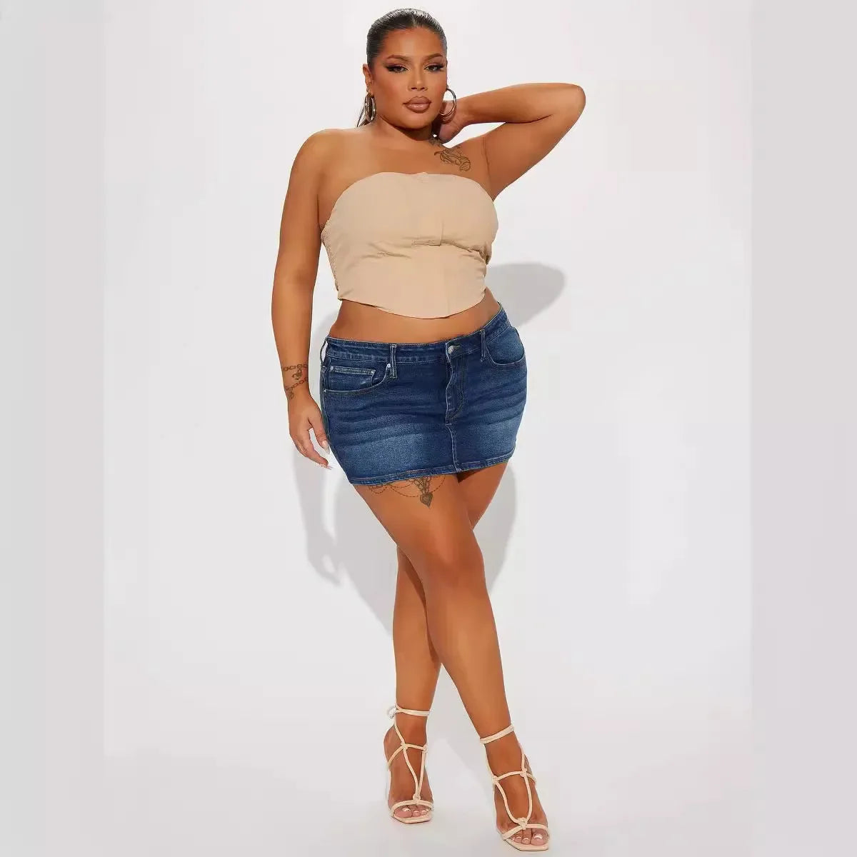 Mini Skirts Women Denim Summer 2025 Vintage Female Simple High Waist Pockets Sexy Streetwear Slim Fit Hip Wrap Short Skirt
