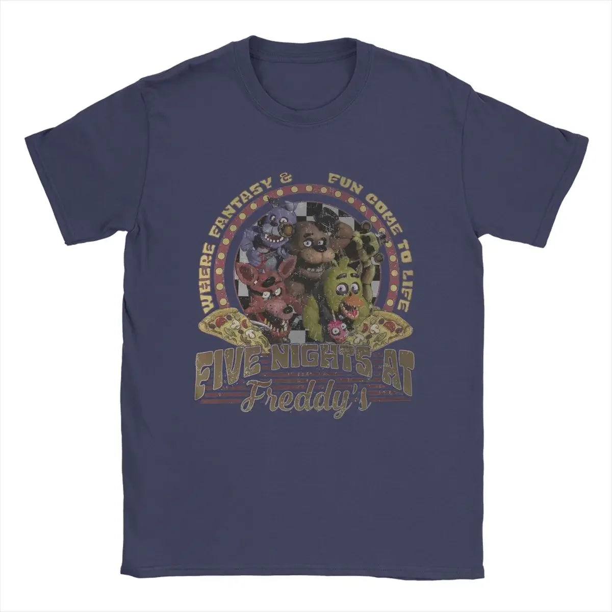 At Freddys Cotton Clothes Humor Short Sleeve O Neck Tee Shirt  Men's Five Nights T shirts  Plus Size T-men clothing