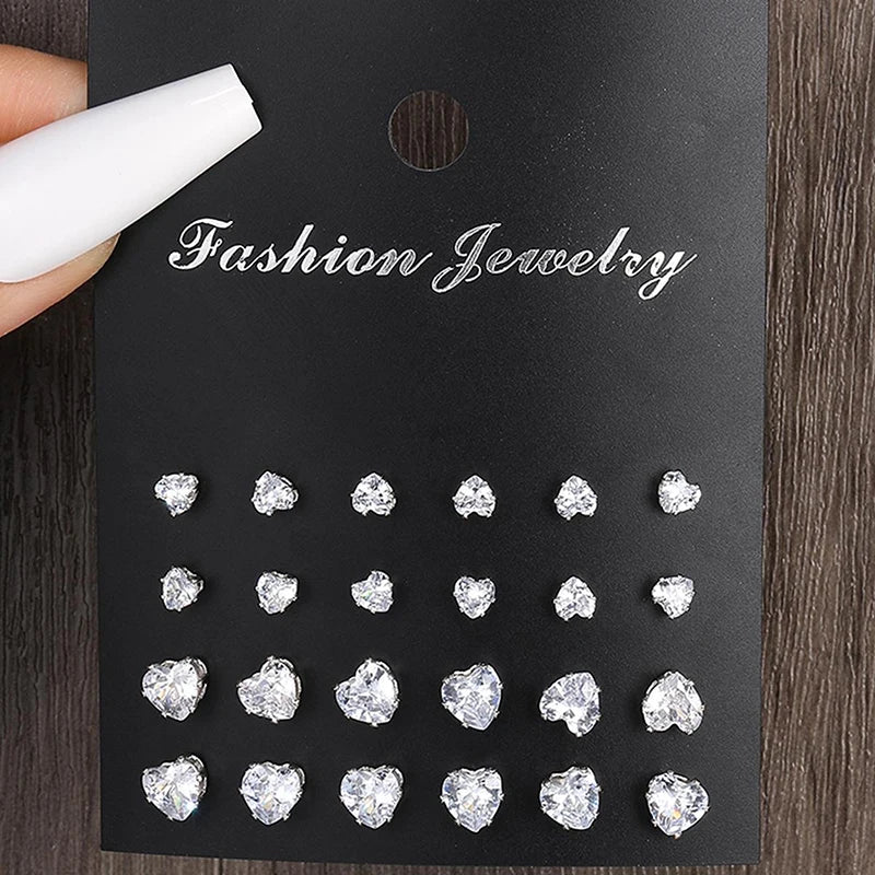 1Set   For Women Men Jewelry Accessories Gifts Fashion Luxury Rhinestone Stud Earrings Set Shiny Simple Wedding Stud Earrings