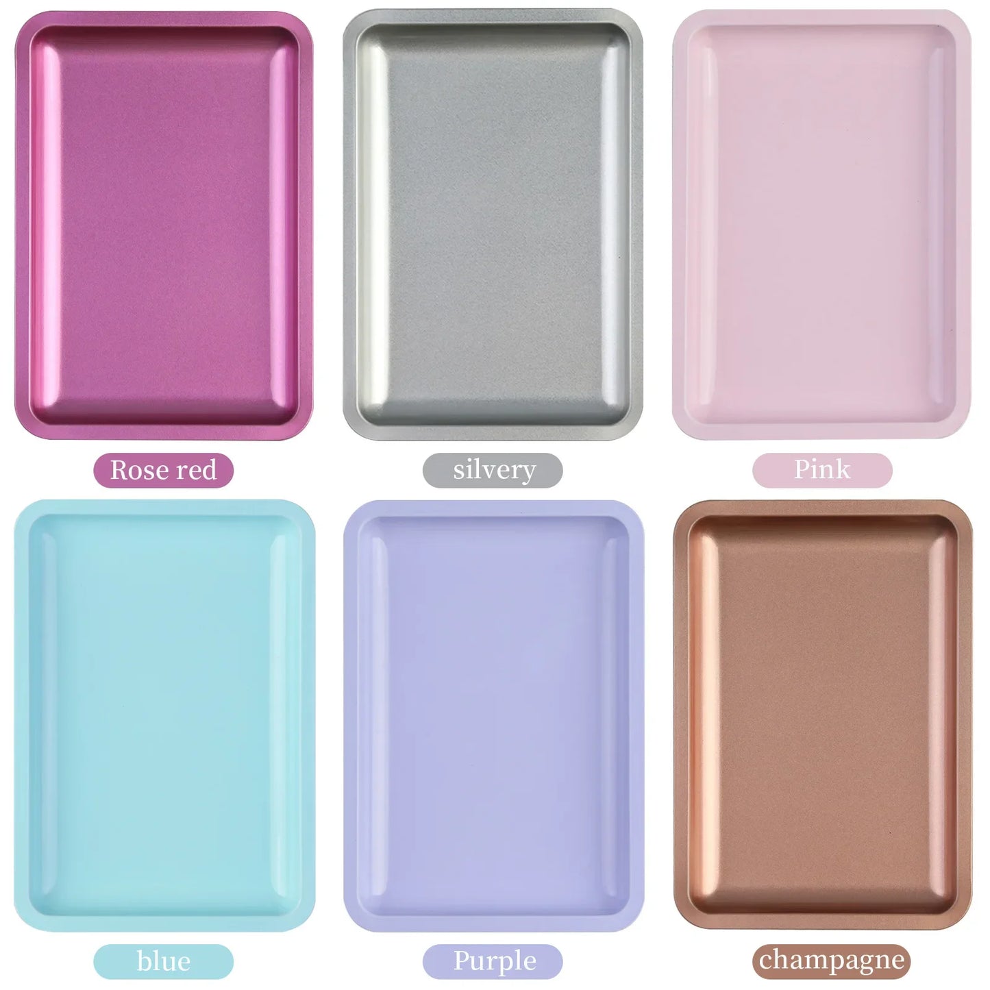 Stainless Steel Cosmetic Storage Tray Manicure Nail Art Plate Tweezers Clippers Pen Container Square False Nails Dish Tools