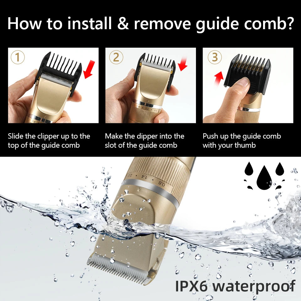 Professional Hair Clipper Electric Men's Trimmer Rechargeable Hair Cutting Machine LCD Display Head Trimmer 2 Gears