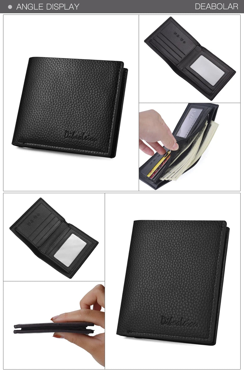 Men Short Purse Lychee Print English Casual Style Zipper Credit Card Wallet