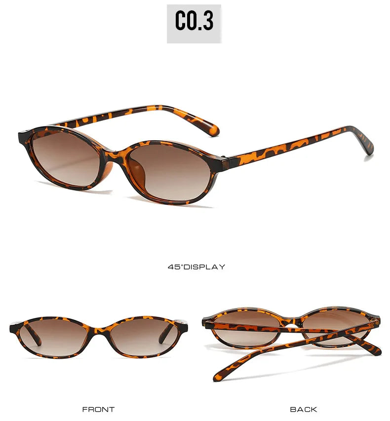 2024 Women's Leopard Brown Sunglasses Fashion Brand Small Frame Sun Glasses Ladies Retro Oval Eyewear Shade Oculus De Sol