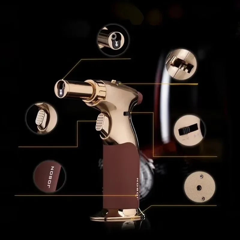 JOBON Metal Creative Double Fires Gas Torch Lighter Jet Flame Switching Open Flame Safety Lock Switch BBQ Cigar Lighters Smoking