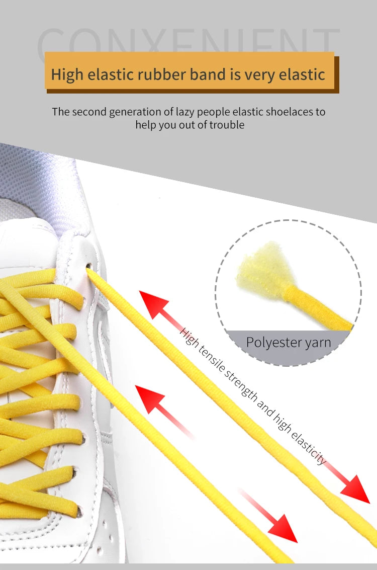 New Version Elastic No Tie Shoelaces Metal Lock Shoe Laces For Kids Adult Sneakers Quick Shoelaces Semicircle Shoestrings