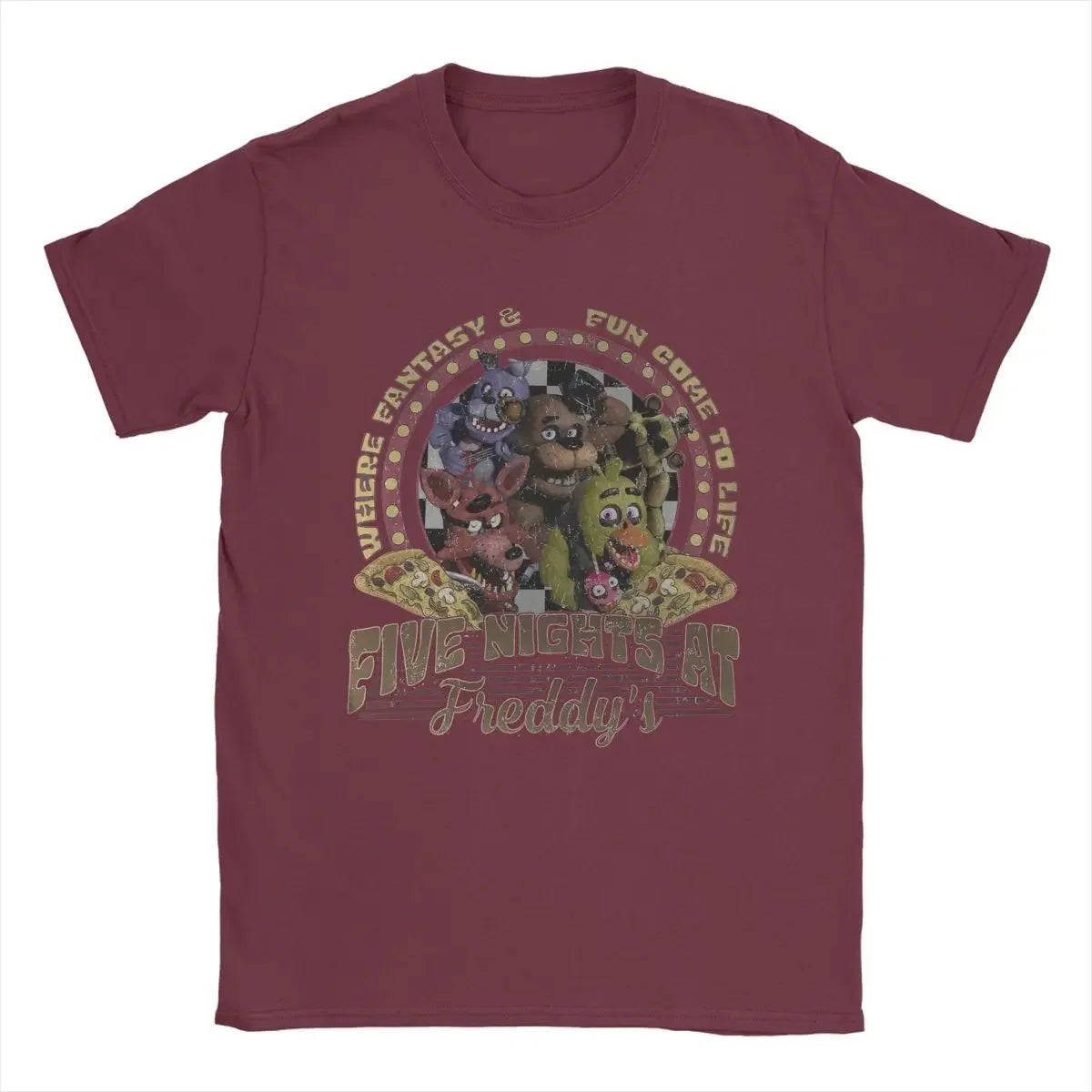 At Freddys Cotton Clothes Humor Short Sleeve O Neck Tee Shirt  Men's Five Nights T shirts  Plus Size T-men clothing