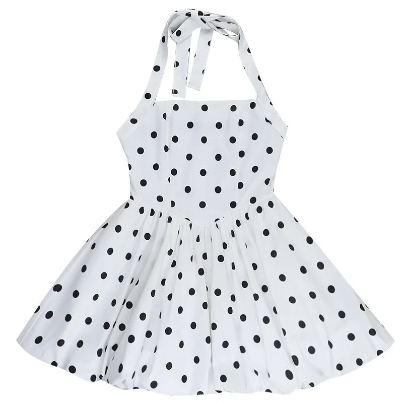 Ladies Summer Evening Party Dress Women Sleeveless Backless Polka Dots Print Fashion Halter Mini Dresses Club Streetwear Clothes