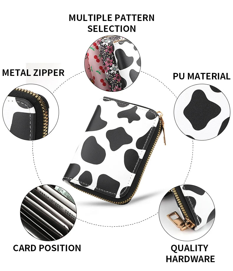 Multi Card Slot Holder Exquisite Small Girl Fashion Zipper Coin Identity Credit Card Holder PU Leather Women's Coin Purse