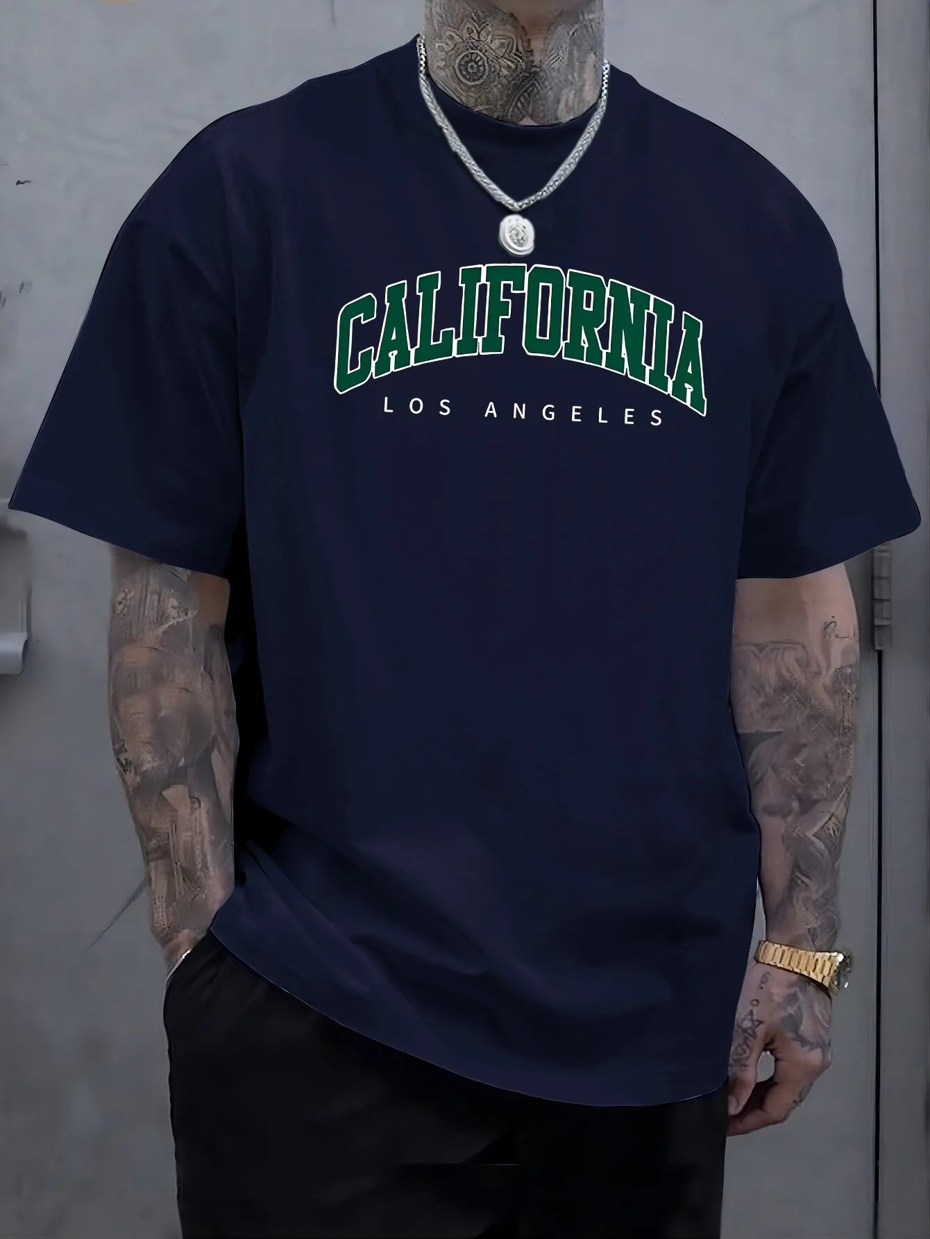 Summer Men's 100% Cotton Casual Sports Loose Large california letter Printed