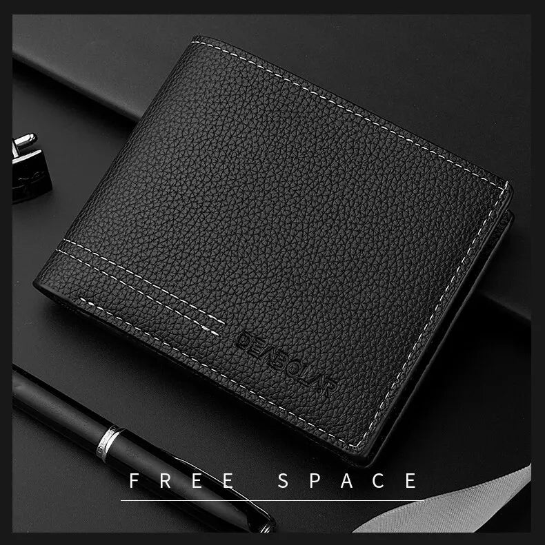 Men New Minimalist Wallet Ultra-thin PU Leather Multi-slot Newly Designed Wallet