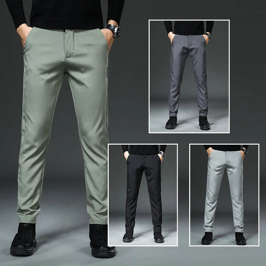 Men Slight Strech Breathable Casual Pants Male Korean Style Quick Drying Slacks Pants Chic Comfortable Formal Trousers