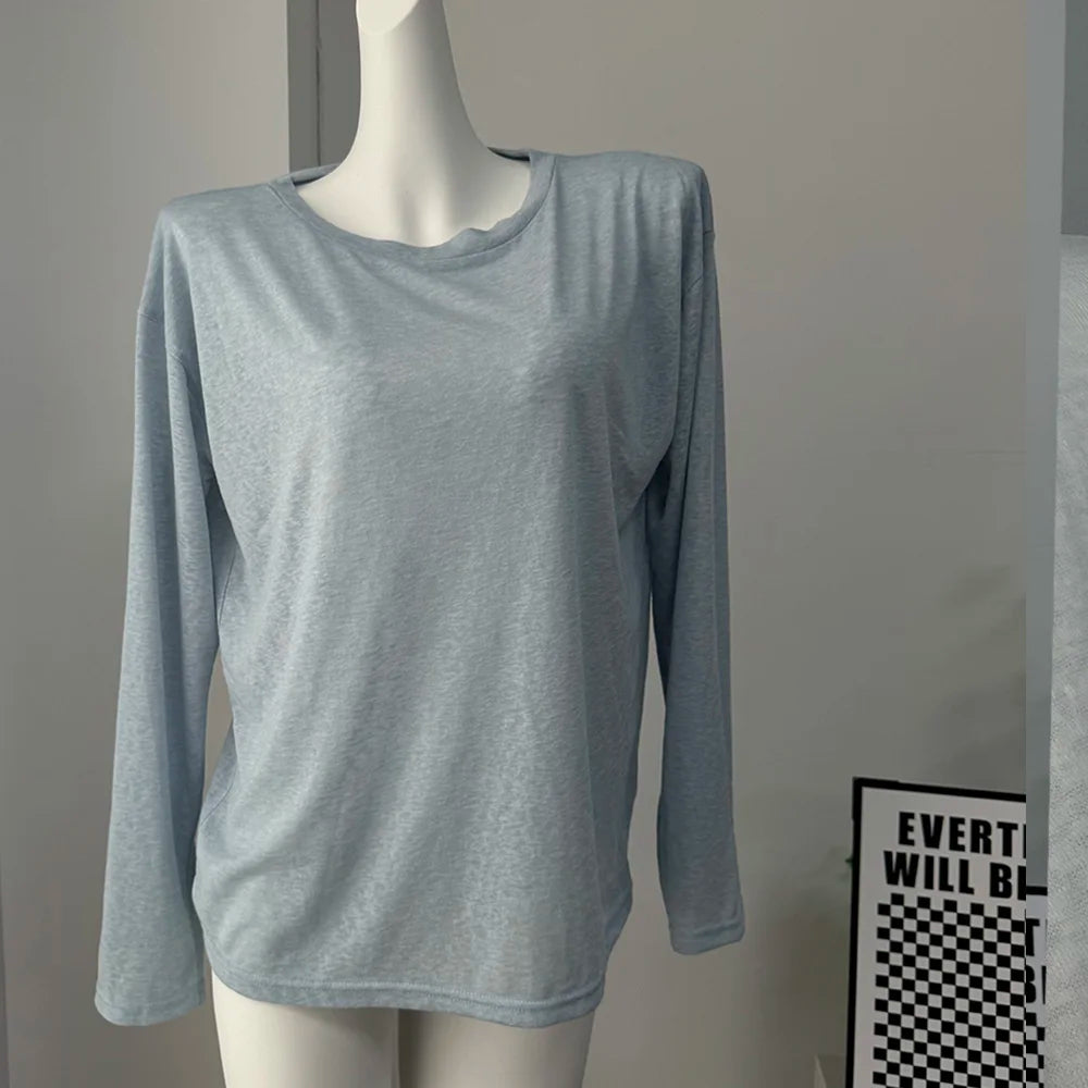 Hirsionsan 2025 Basic soft  T Shirts Women Summer autumn Long Sleeves Loose Bottom Tees Ladies Casual Knitted Soft Woman Tops