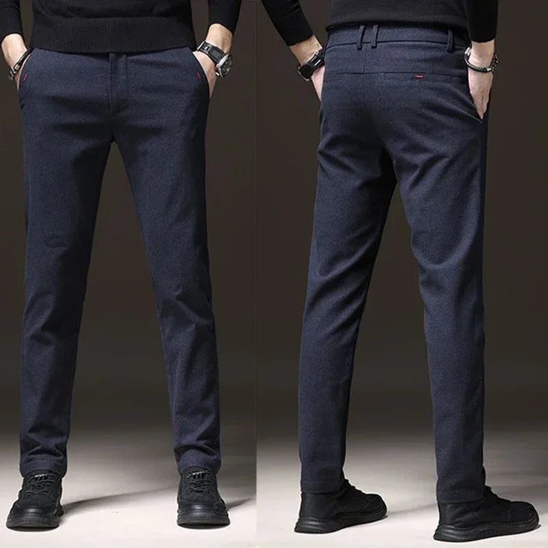 New Men Classics Business Pants Male Cotton Stretch Ankle Length Pants Slacks Skinny Straight Leg Trousers