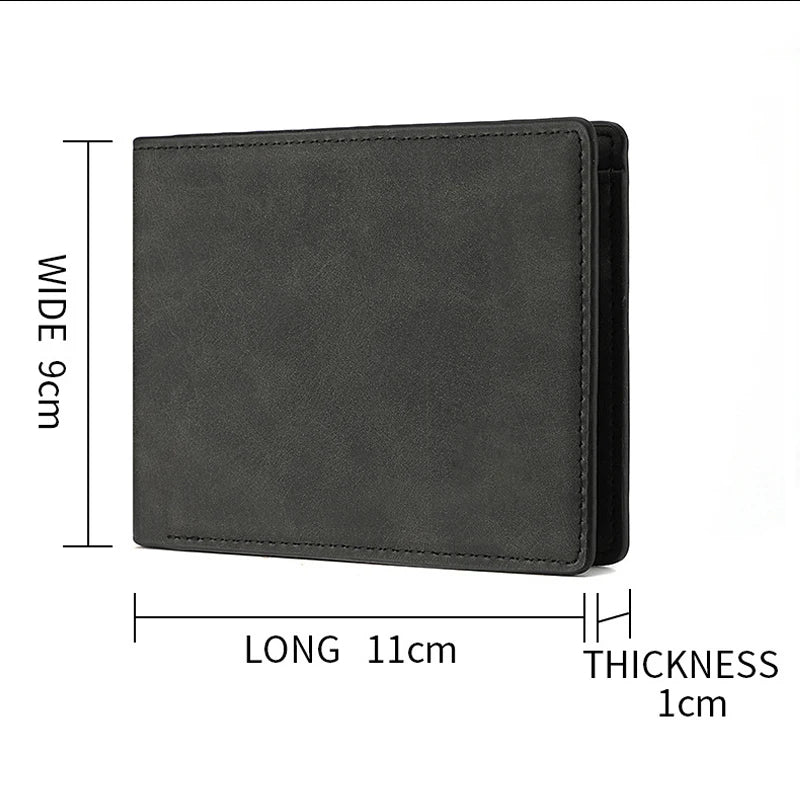 Men's Genuine PU Leather Wallet - Short Vintage Zipper Design with Money Clip, Soft Business Wallet for Students