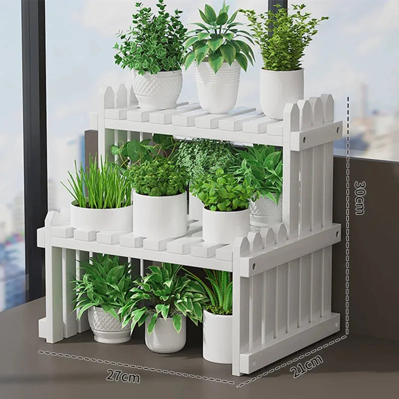 2Tier Simple Modern Decorative Natural Bamboo Flower Pot Plant Display Stand Shelf,Books Kitchen Household Supplies Storage Rack