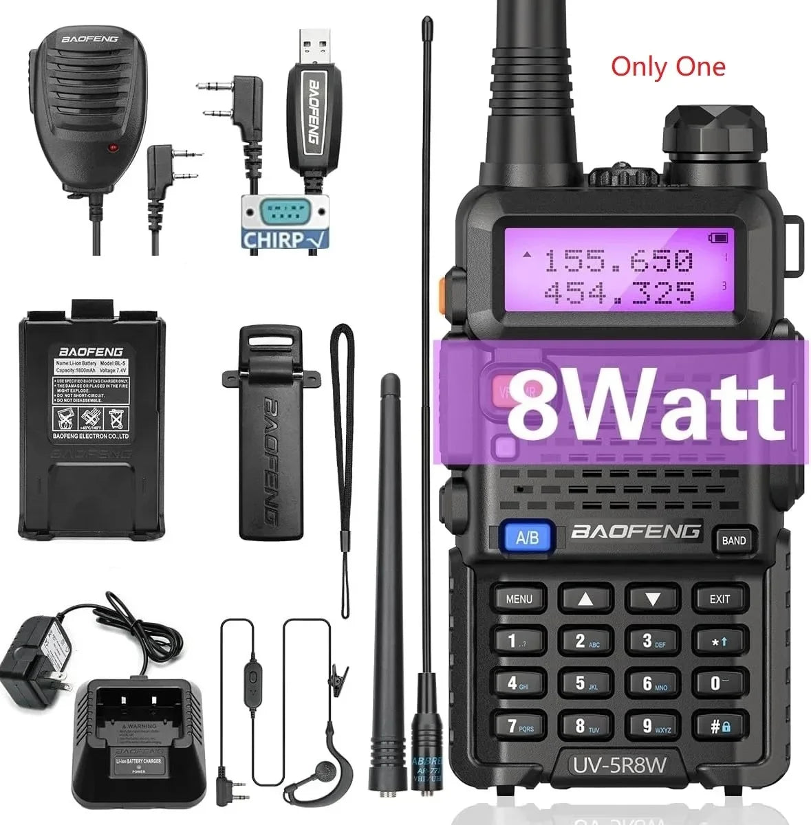 1/2X Baofeng UV-5R 8W Tri-Power Walkie Talkie High Power Dual Band Long Range 128CH Portable Handheld UV 5R Ham Two Way Radio