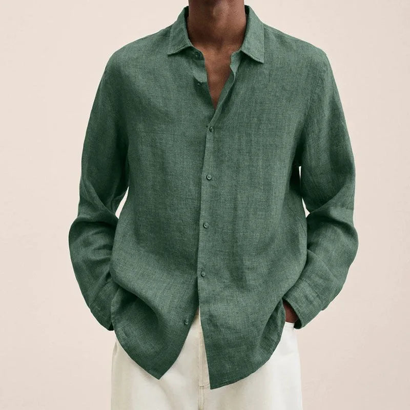 Oversized S-5XL Men Cotton Linen Blouse Tops Summer Spring Turn Down Collar Long Sleeve Office Work Blouse Shirts SZE-ST22071