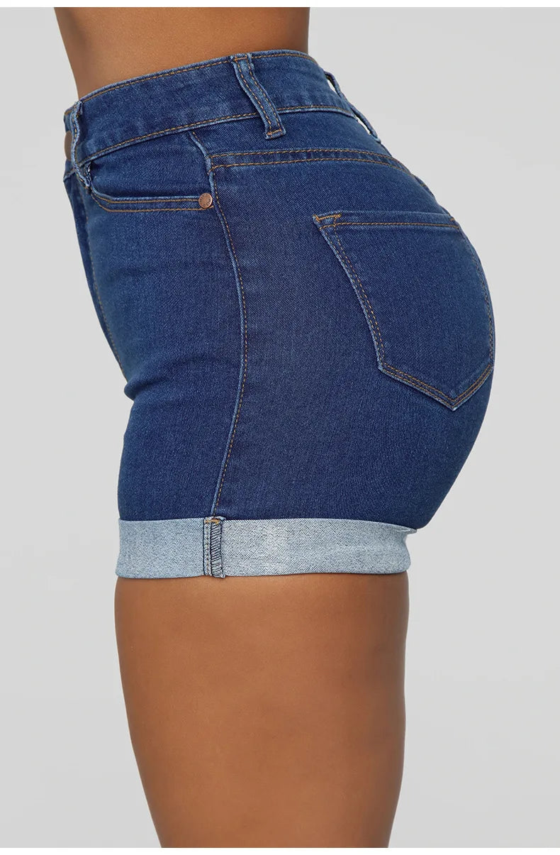 Women Casual Slim Fit Pockets Denim Shorts Wrap Buttocks Solid Mini Jeans Female 2024 Sexy High Strecth Vintage Short Pants