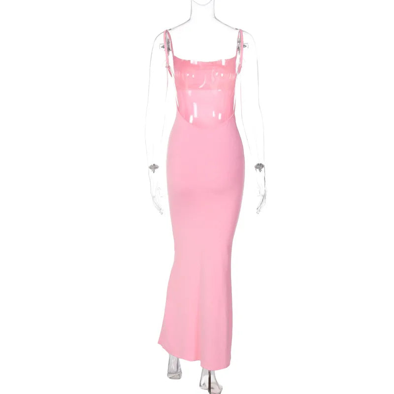 Ladies  Summer Elegant Evening Party Dress Women Sleeveless Backless Maxi Dresses Birthday Night Clubwear Fashion Female Outfits