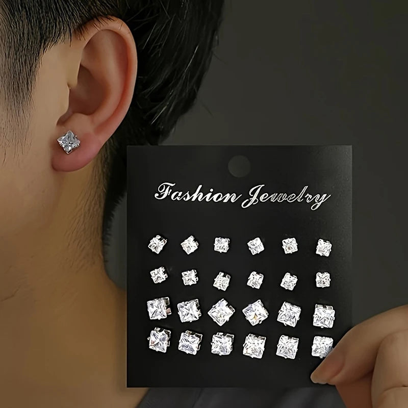 1Set   For Women Men Jewelry Accessories Gifts Fashion Luxury Rhinestone Stud Earrings Set Shiny Simple Wedding Stud Earrings