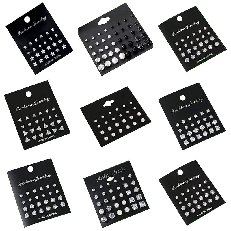 1Set   For Women Men Jewelry Accessories Gifts Fashion Luxury Rhinestone Stud Earrings Set Shiny Simple Wedding Stud Earrings