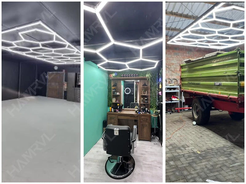 Cutomized Barbershop Hair Salon Led Ceiling Light Hexagon Garage Light Warm/Natural white 3000K 4000K Honeycomb Lighting For Car