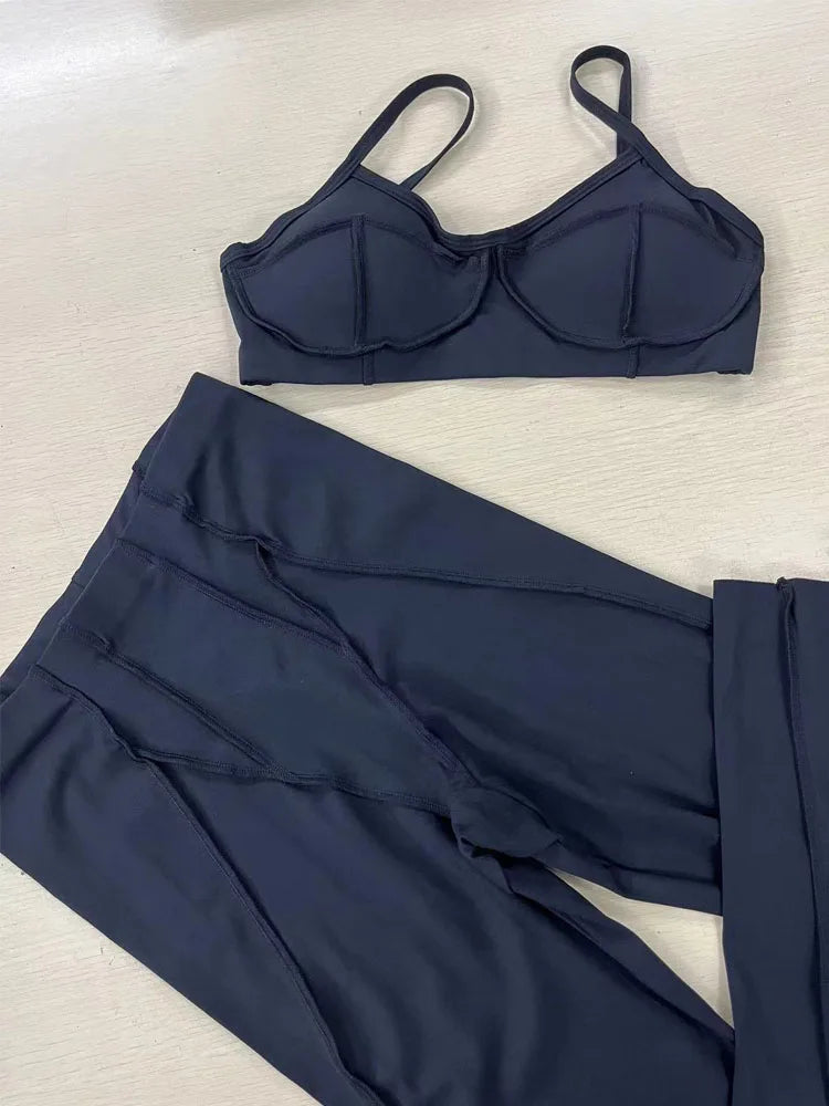 New Yoga Set Women Tracksuit Workout Legging Athletic Suit Gym Push Up Legging Fitness Bra Sports Wear Active Wear