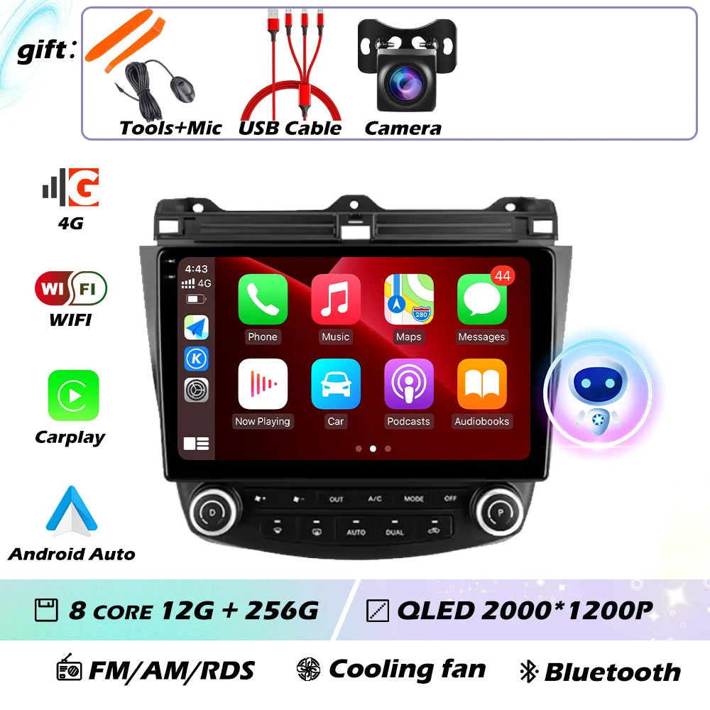 Android OS For Honda Accord 7 CM UC CL 2004 - 2007 Car Radio Navigation 4G WIFI BT No 2 Din DVD GPS CPU Multimedia Player