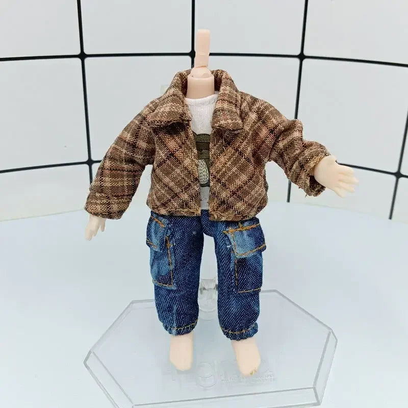 Baby clothes OB11 baby clothes BJD plaid shirt 1/12 dllo clothes doll accessories