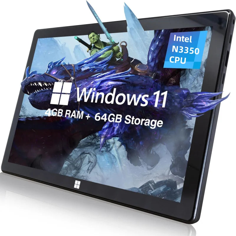 Type-C 10.1 INCH Windows 11 Tablet Intel N3350 Quad Core CPU 4GB RAM 64GB ROM 1920 x 1200 IPS Dual Camear 1*USB 3.0 HD-MI
