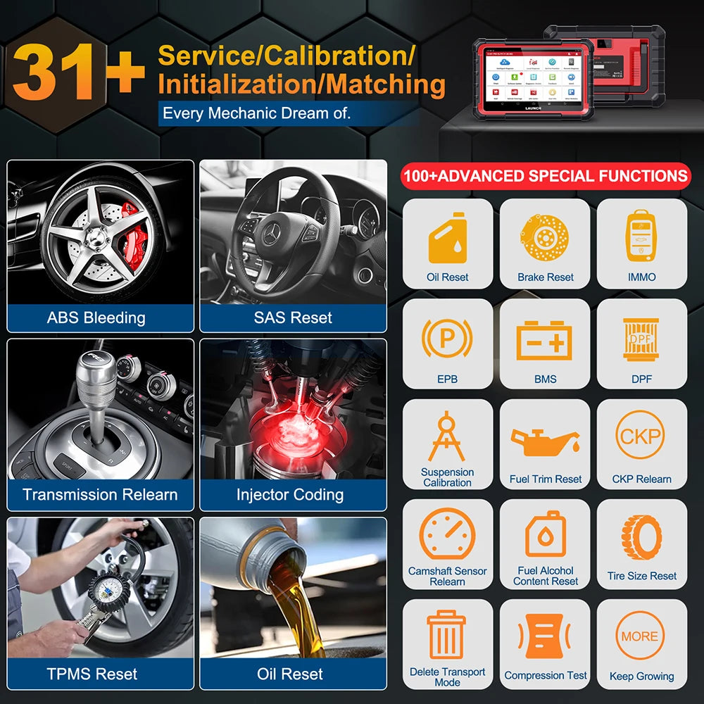 2025 LAUNCH X431 PRO ELITE 8 inches ECU Coding Active Test CAN FD DOIP all system Car diagnostic tools 31 Resets OBD Scanner