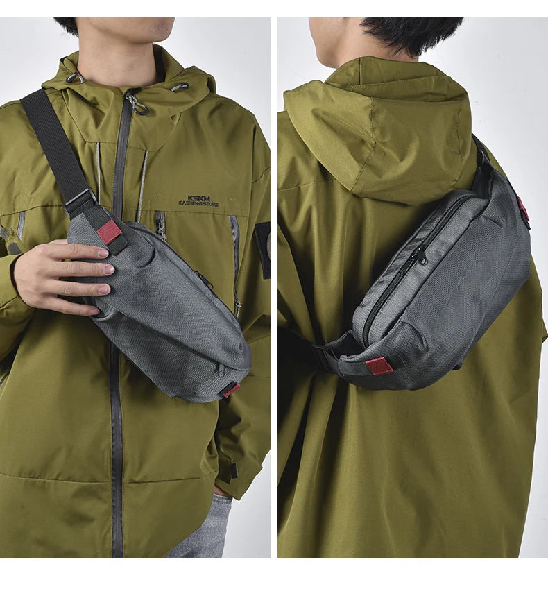 Men's Chest Bag Minimalist Outdoor Sports Waist Pack Oxford Cloth Large Capacity Mobile Phone Bag Fashion Oblique Shoulder Chest