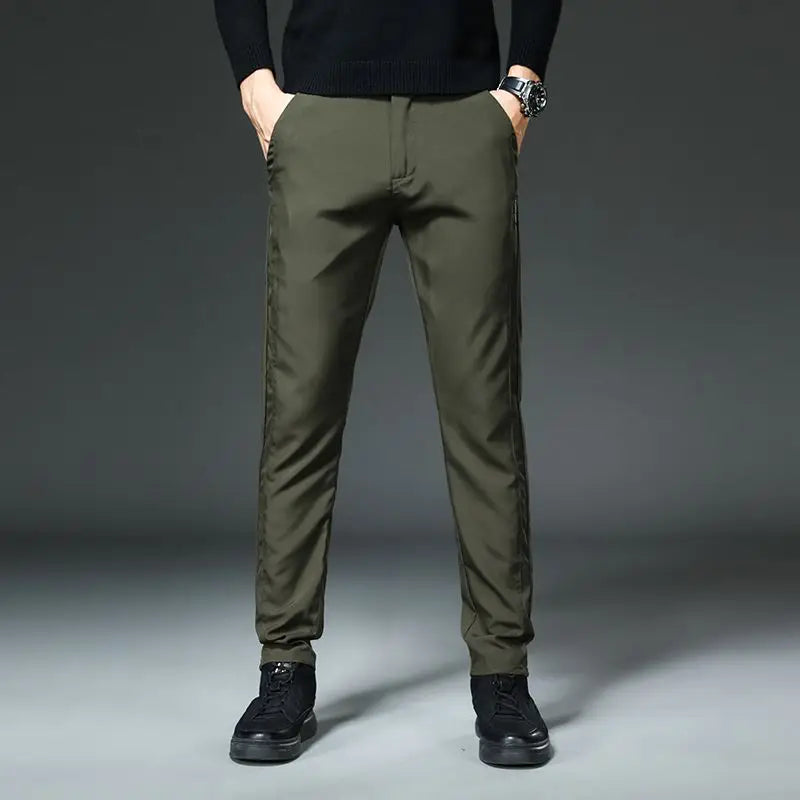 Men Slight Strech Breathable Casual Pants Male Korean Style Quick Drying Slacks Pants Chic Comfortable Formal Trousers