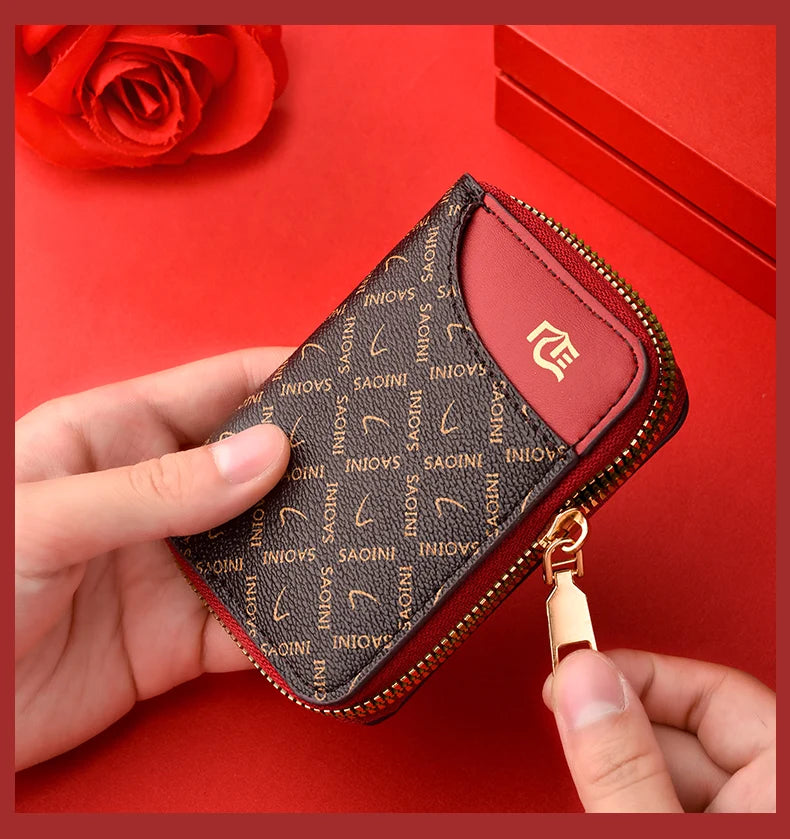 New Women's Small Wallet Premium Sense Personality Lady Credit Card Holder Fashion Multi-Slot Zipper Credit Card Wallet  Women's