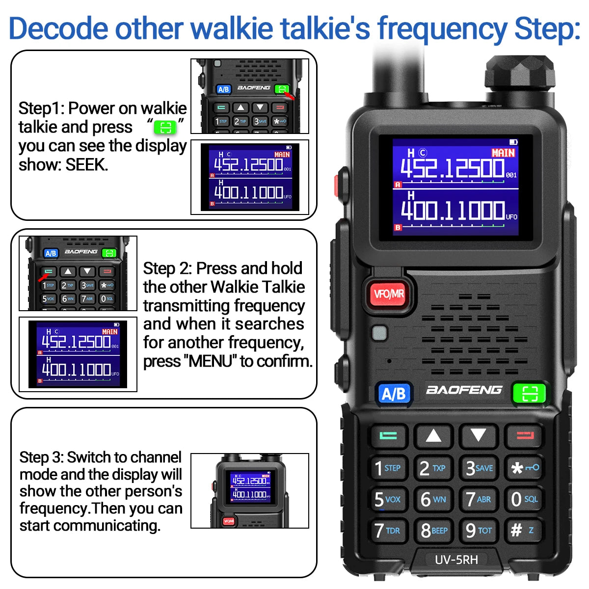 Baofeng UV 5RH 10W Air Band Walkie Talkie Long Range Wirless Copy Frequency Two Way Ham Radio Type-C Baofeng UV 5R Transceiver