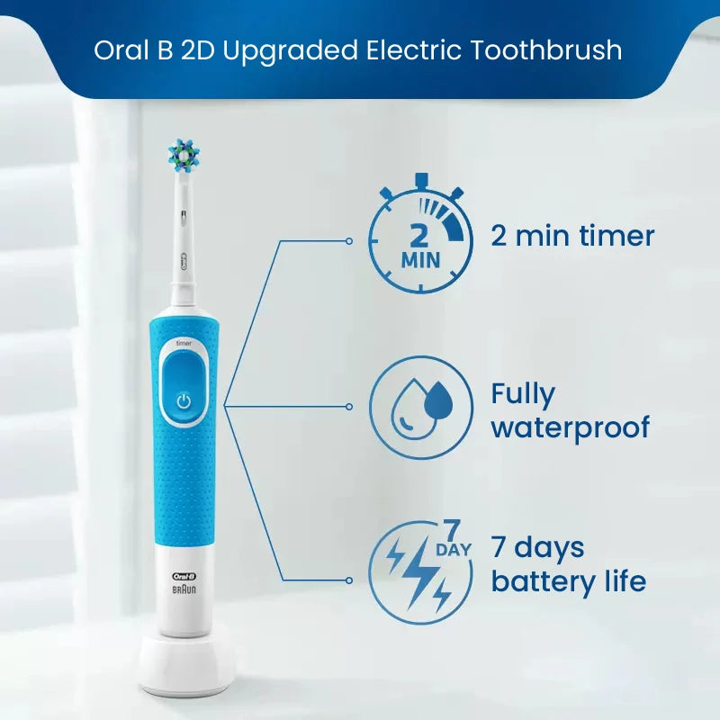 Oral B Vitality 100 Electric Rechargeable Toothbrush Cross Action Clean for Adults Timer Waterproof Tooth Brush