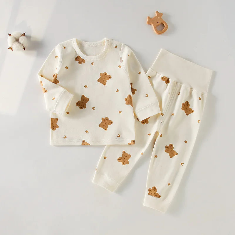 Children's 2-Piece Set Of Cotton Pyjamas Underwear Boneless A Toddler Long-Sleeved Trousers Baby Clothes Baby Clothes Homewear