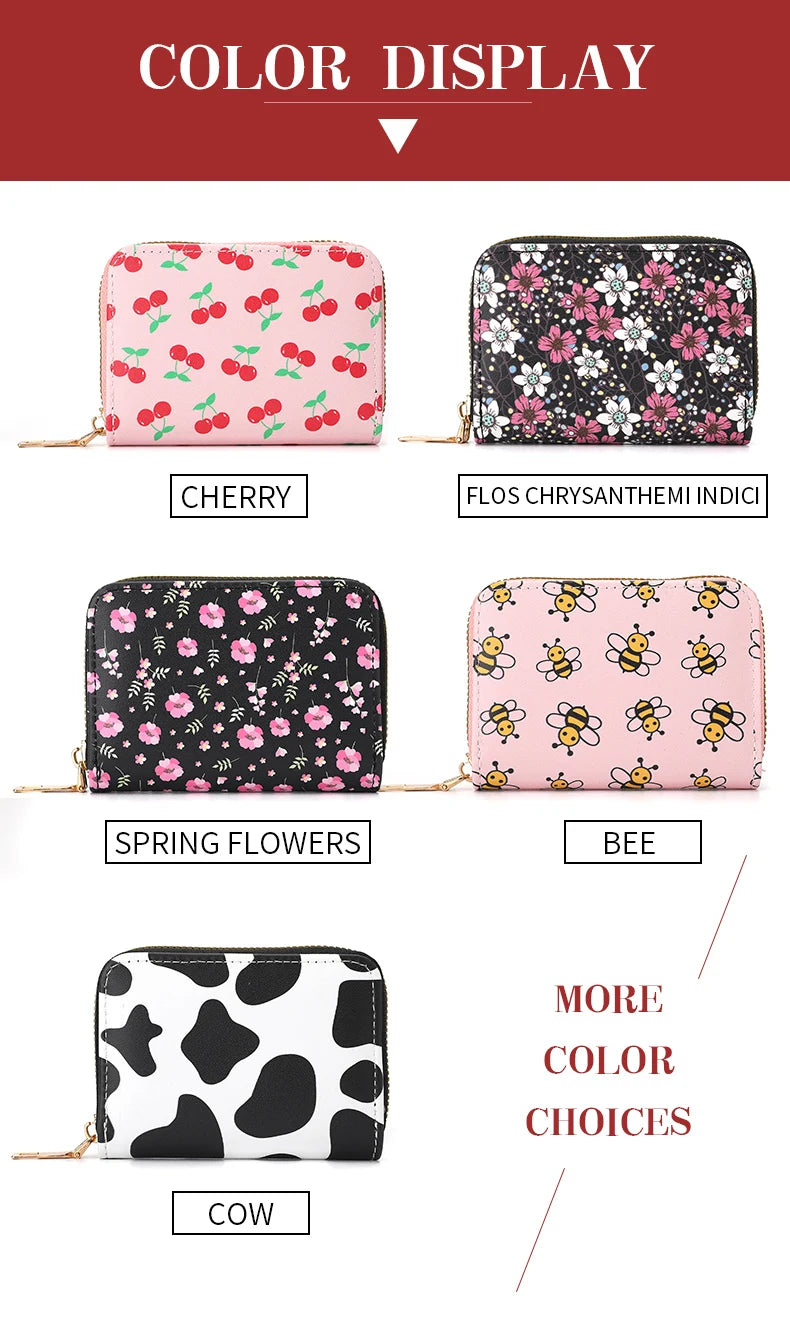 Multi Card Slot Holder Exquisite Small Girl Fashion Zipper Coin Identity Credit Card Holder PU Leather Women's Coin Purse